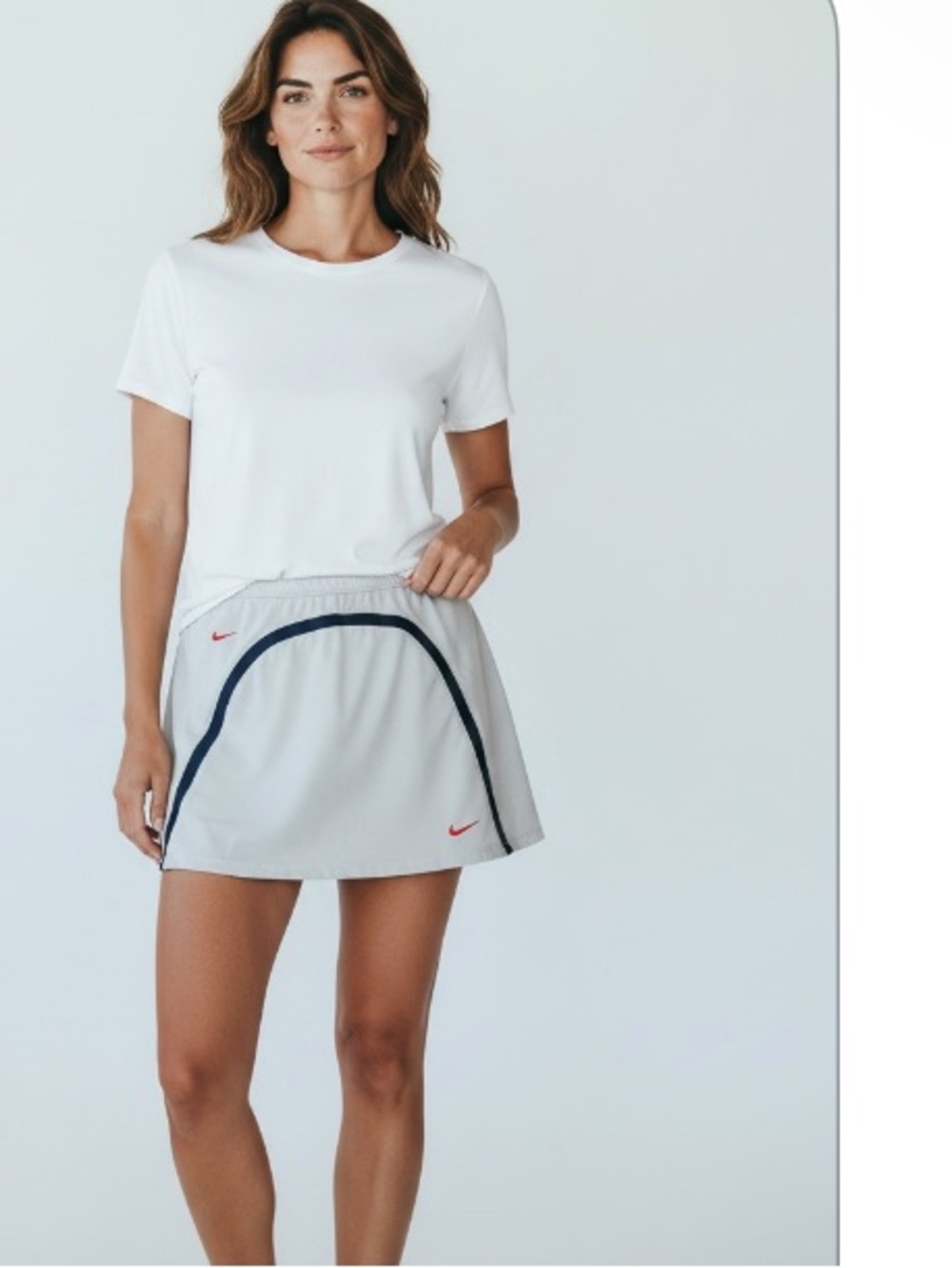 Nike White Skort with Navy Accents and Red Swoosh M